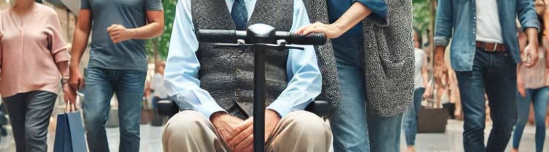 Personas mayores usando un scooter para discapacitado en un centro comercial (1) ¿Interior o Exterior? Descubre Qué Scooter Eléctrico para Incacitado Se Adapta Mejor